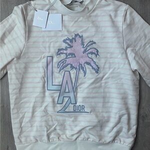 Dior Cream and Pink Striped Top